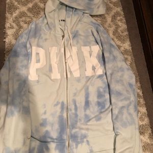 Blue tie dye PINK zip up